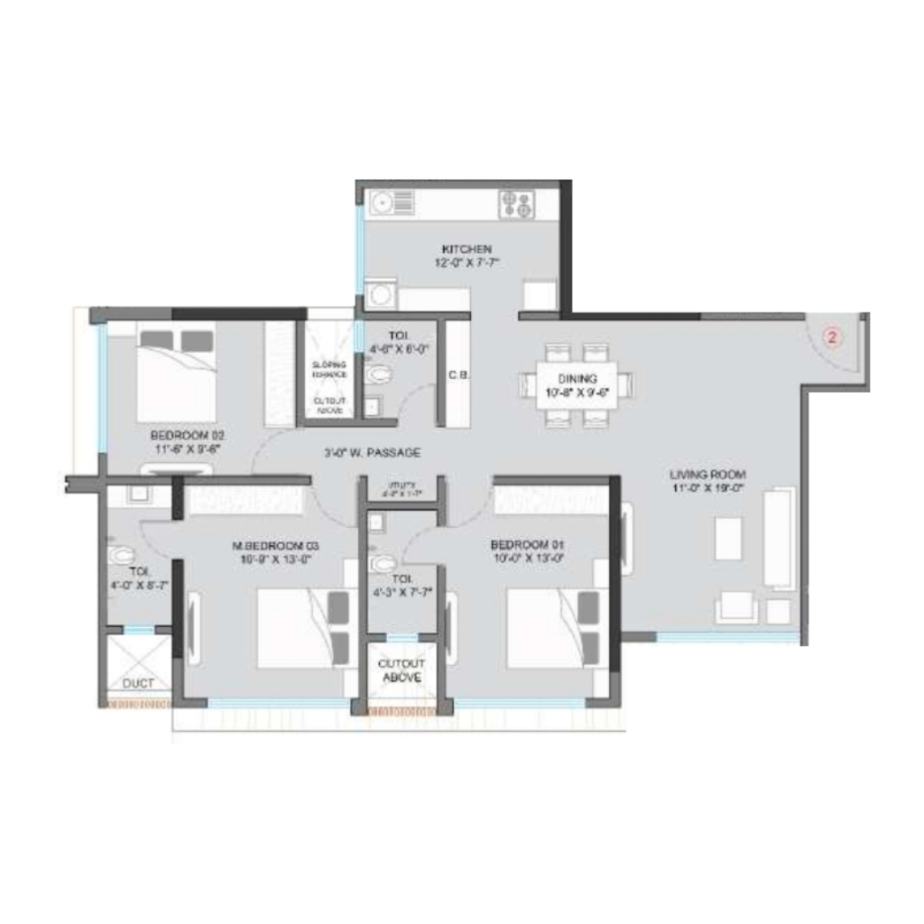 72 Parksyde || 2 BHK || Carpet Area 686.0 sq.ft