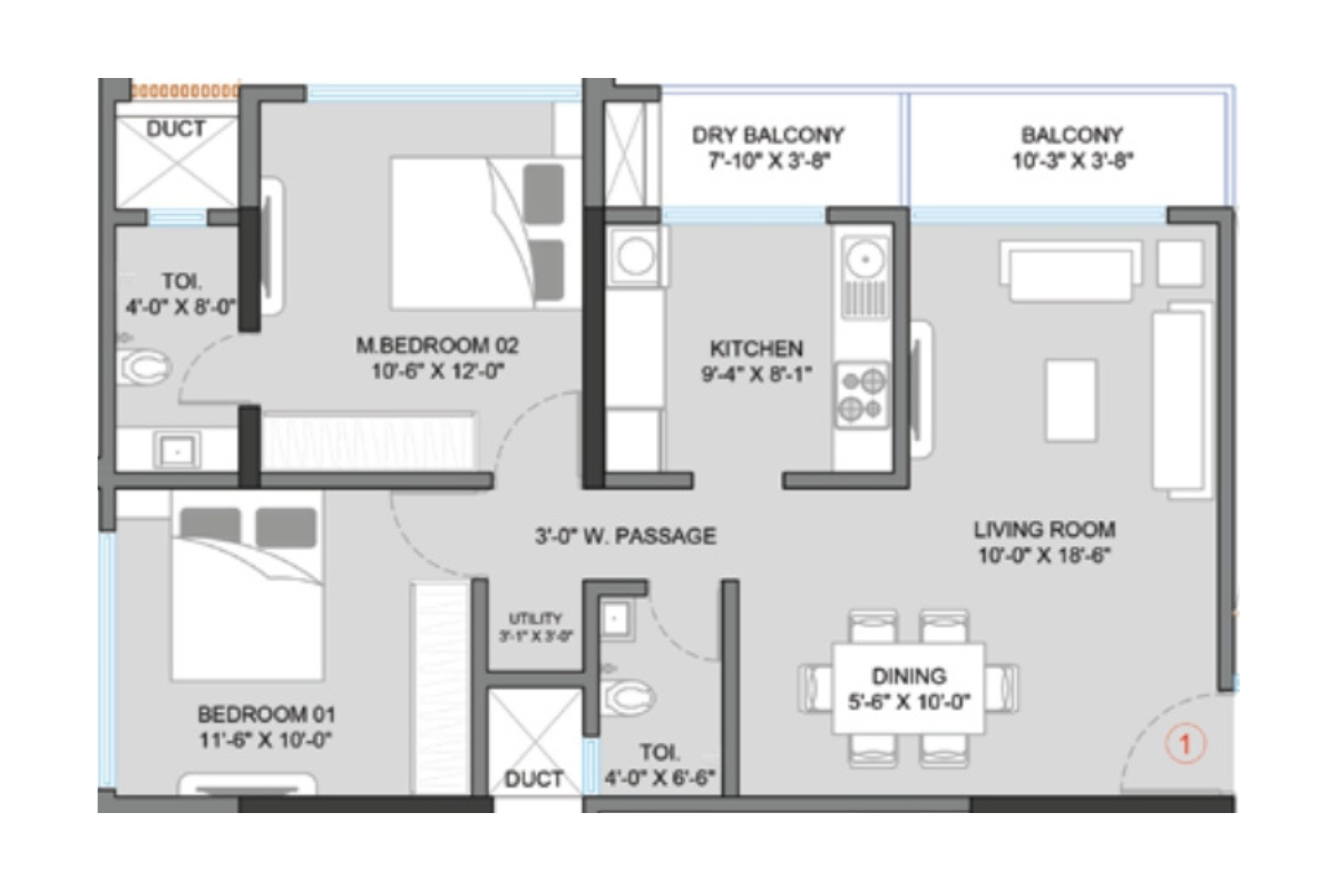 72 Parksyde || 2 BHK || Carpet Area 759.0 sq.ft