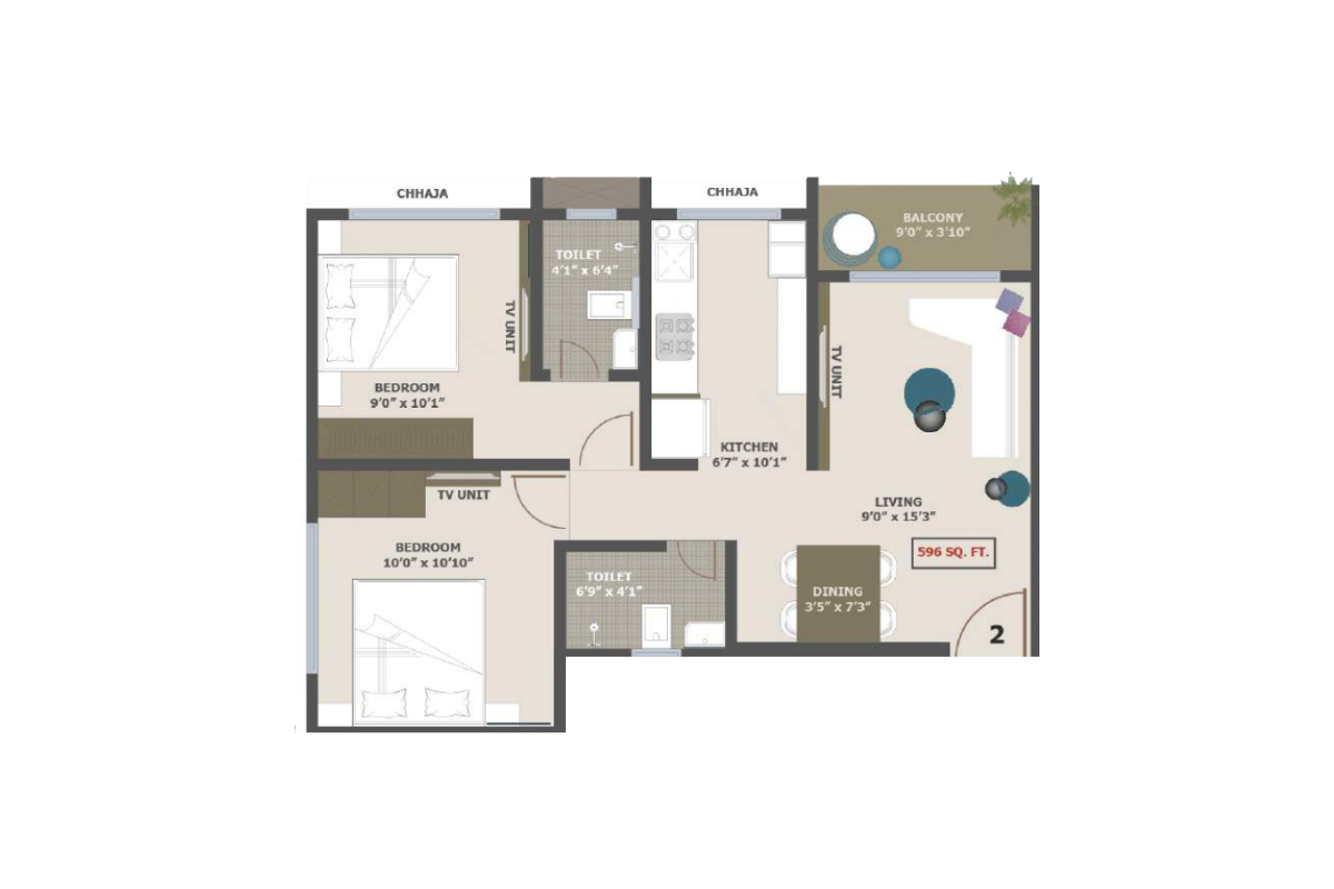 Adityaraj Signature || 2 BHK || Carpet Area 596.0 sq.ft