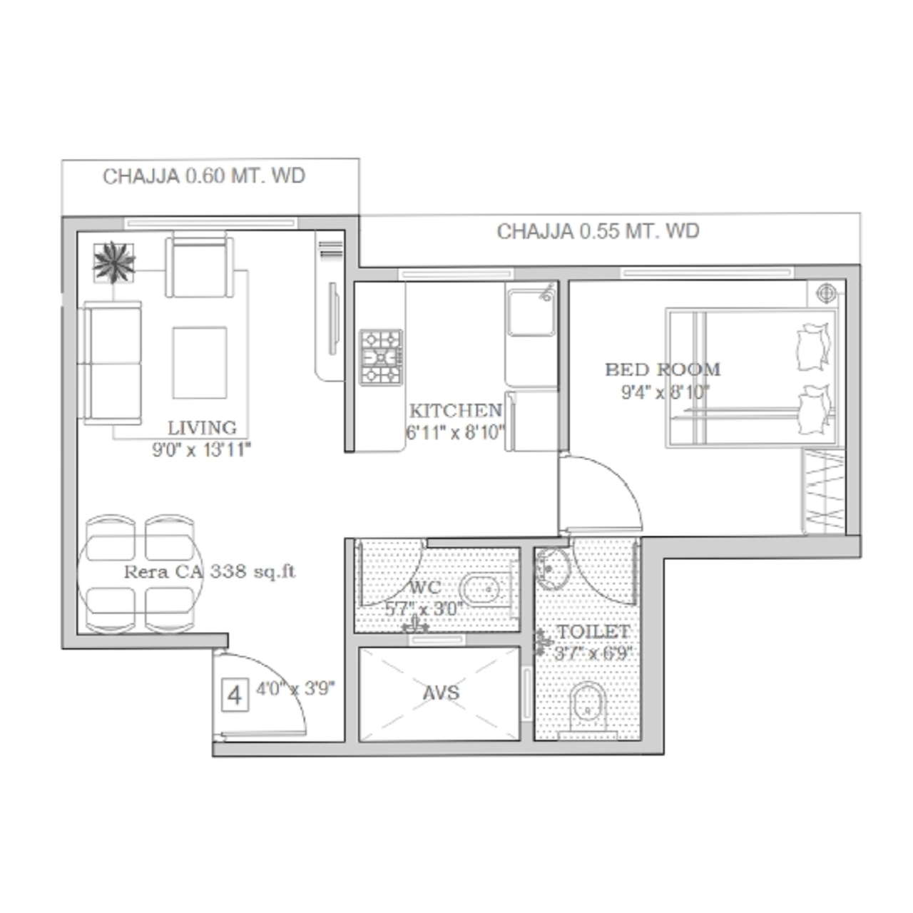 Agastya Signature || 1 BHK || Carpet Area 338.0 sq.ft