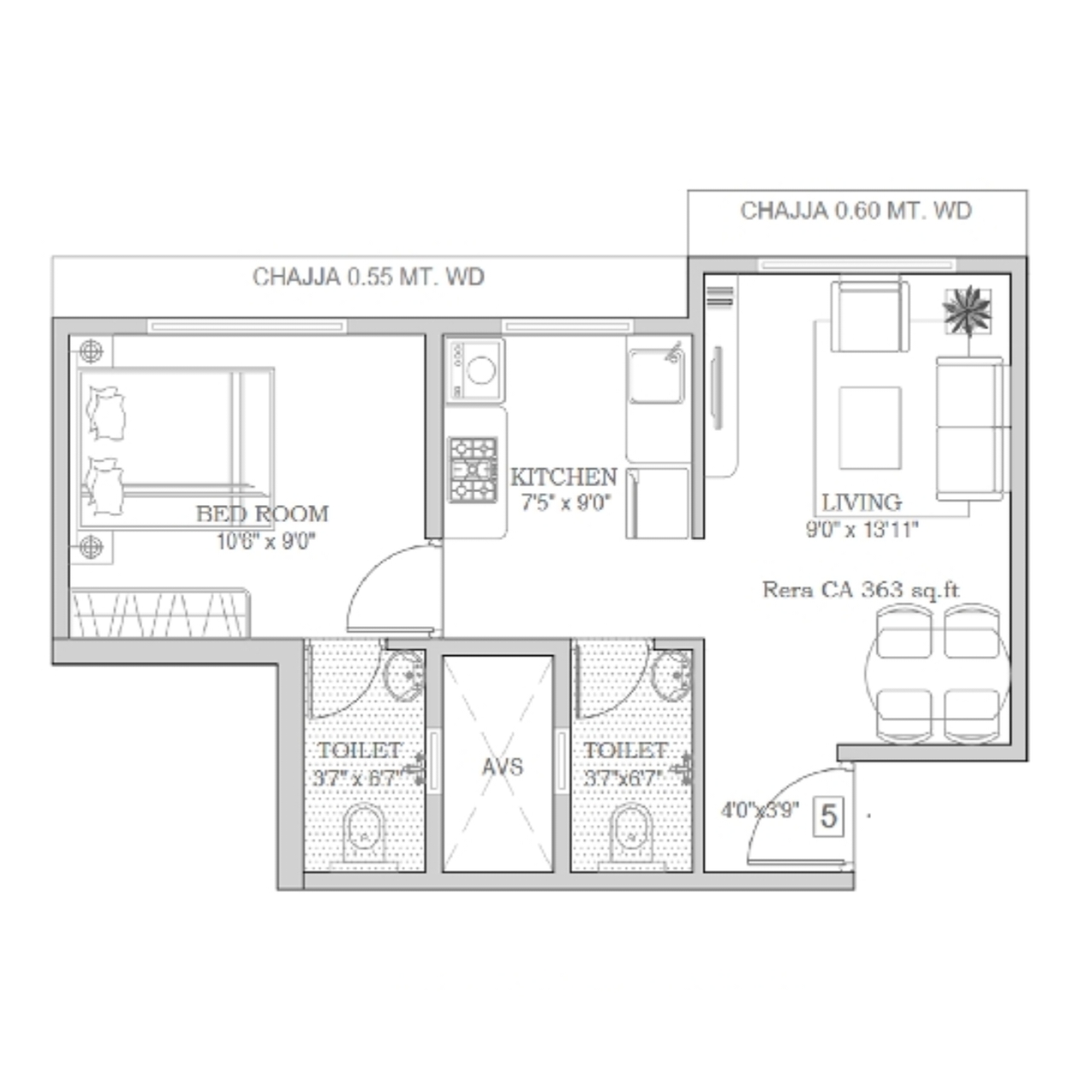 Agastya Signature || 1 BHK || Carpet Area 363.0 sq.ft