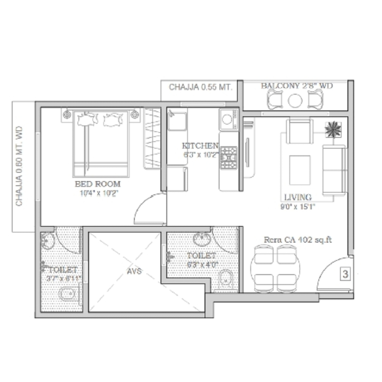 Agastya Signature || 1 BHK || Carpet Area 402.0 sq.ft