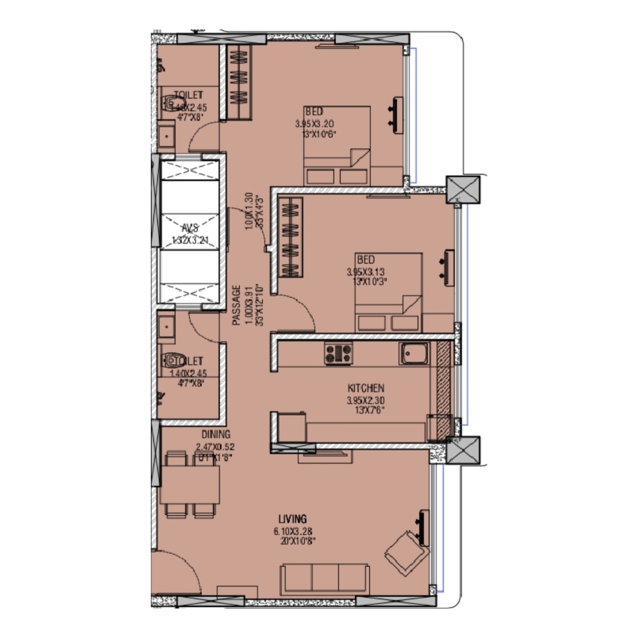 Ajmera Eden || 2 BHK || Carpet Area 757.0 sq.ft