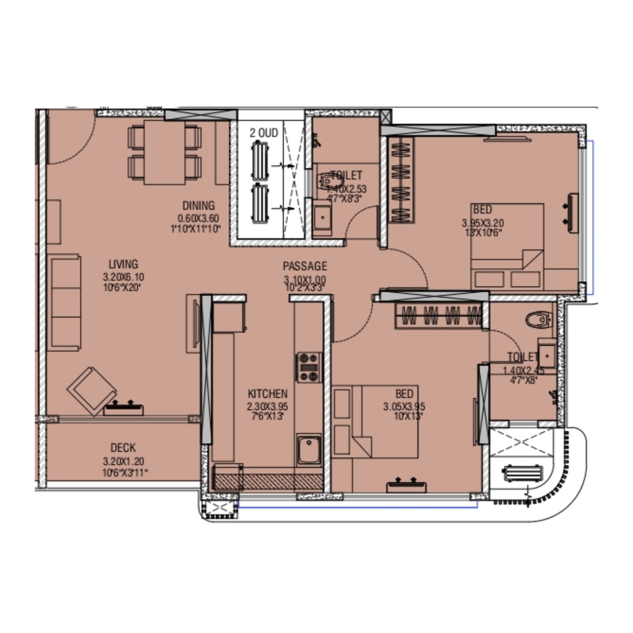 Ajmera Eden || 2 BHK || Carpet Area 806.0 sq.ft