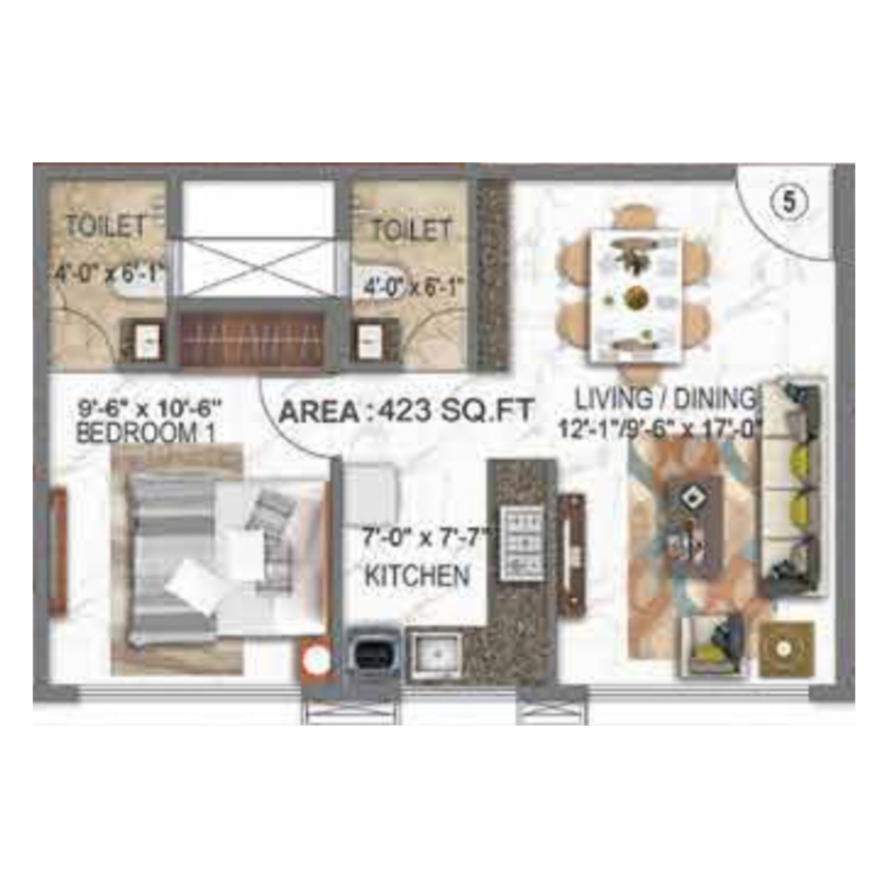 Choice | Ambe Krupa || 1 BHK || Carpet Area 423.0 sq.ft