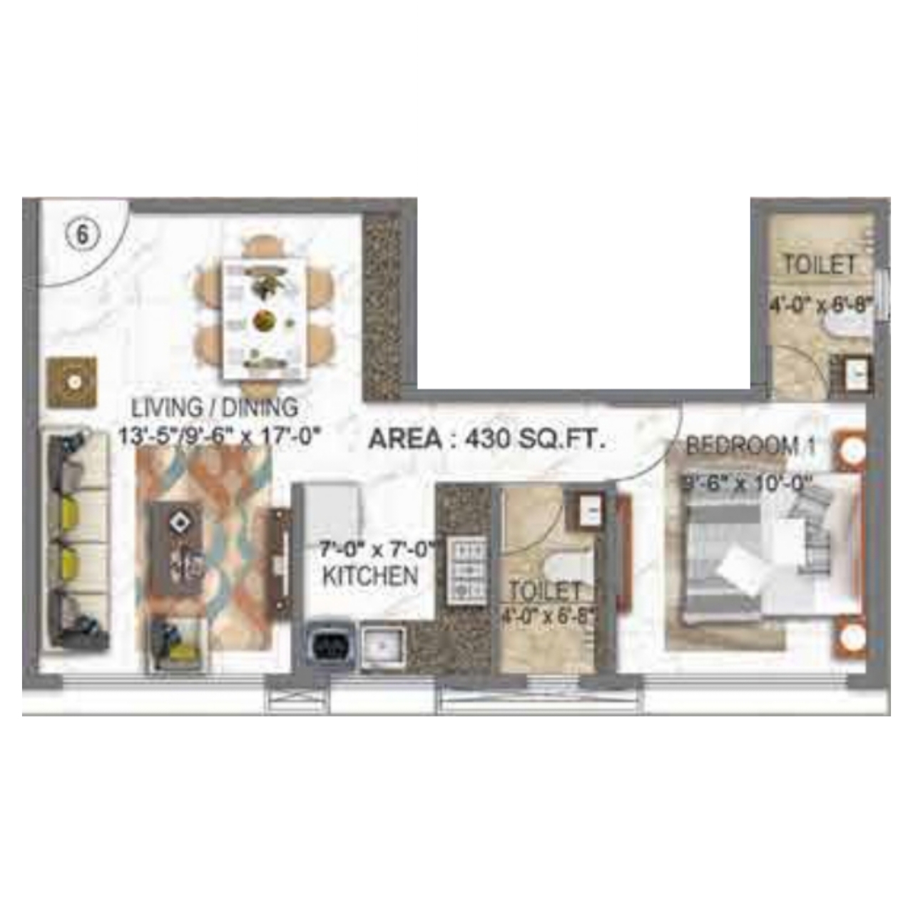 Choice | Ambe Krupa || 1 BHK || Carpet Area 430.0 sq.ft