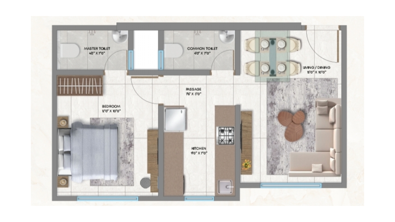 Crescent | Sliver Woods || 1 BHK || Carpet Area 431.0 sq.ft