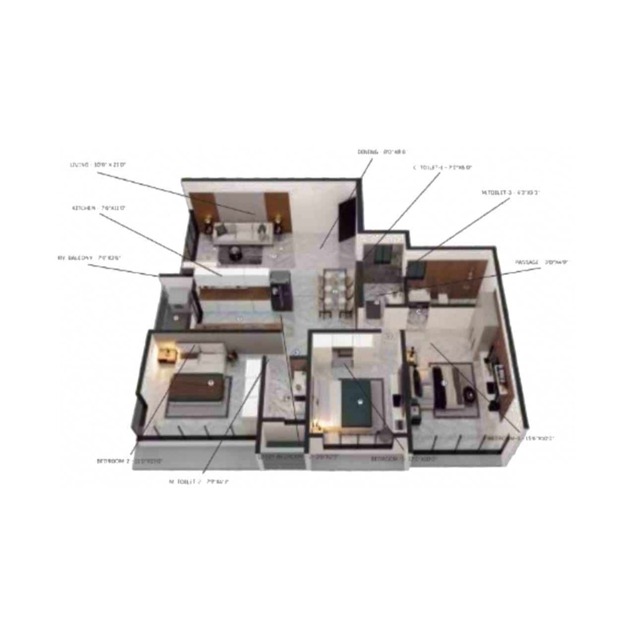 Gurukrupa Agam || 3 BHK || Carpet Area 1000.0 sq.ft