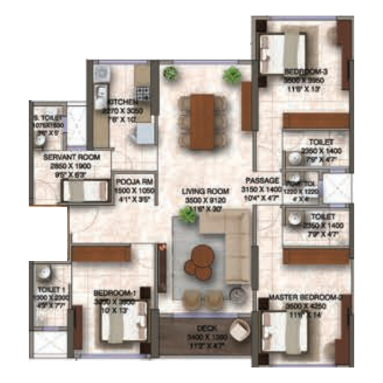 Kanakia Silicon Valley || 3.5 BHK || Carpet Area 1282.0 sq.ft