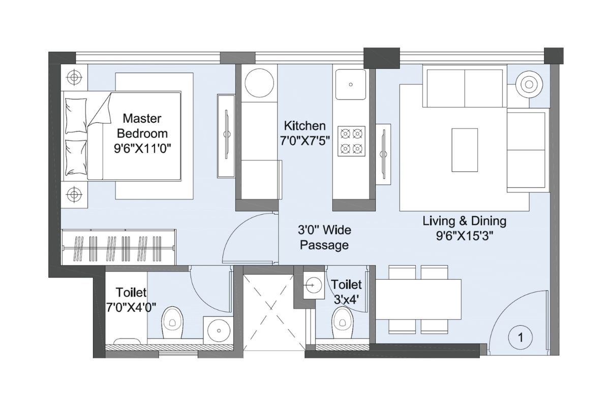 L&T Veridian At  Emerald Isle || 1 BHK || Carpet Area 382.0 sq.ft