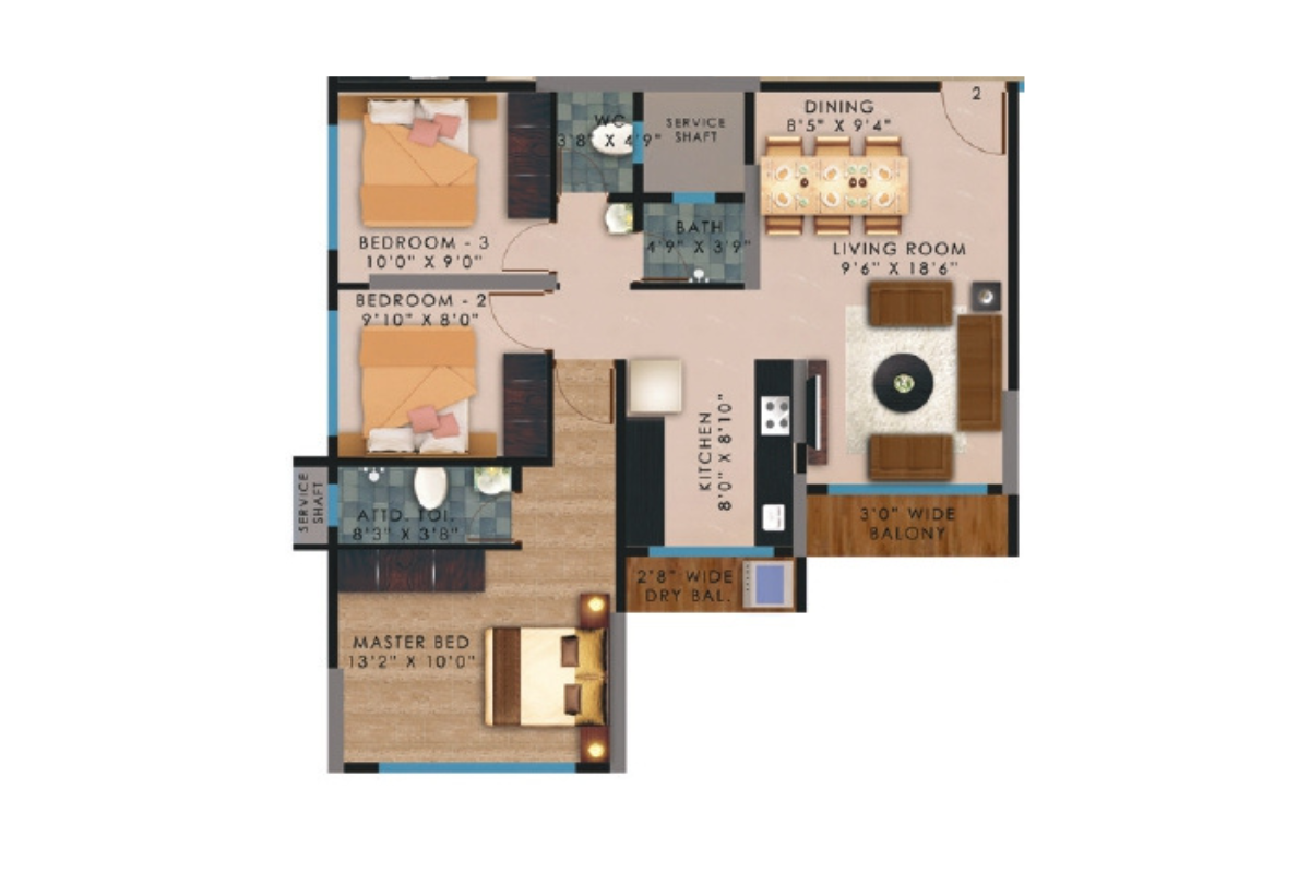 Peak 25 || 3 BHK || Carpet Area 817.0 sq.ft