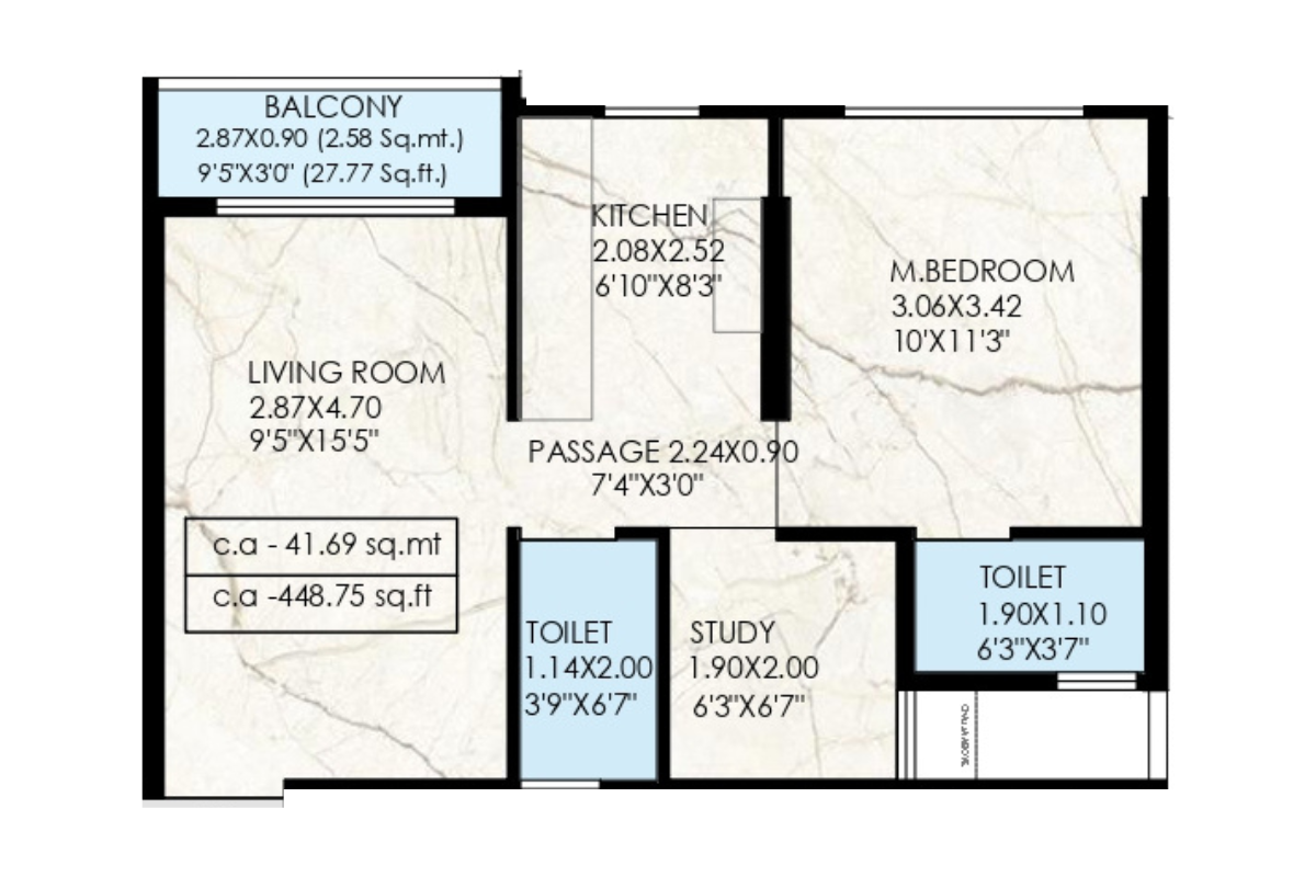 Puneet Brhamand || 1.5 BHK || Carpet Area 448.0 sq.ft