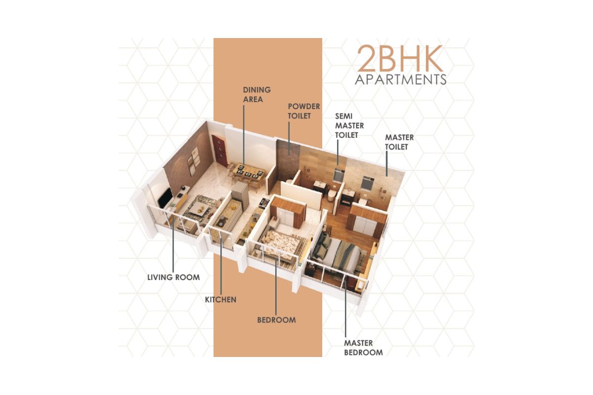2 BHK | 714.0 | 3D Plan