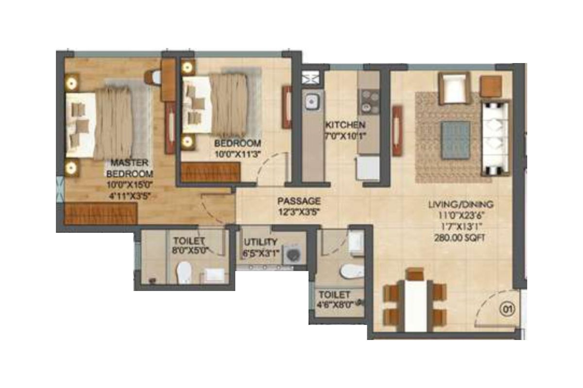 Runwal Bliss || 2 BHK || Carpet Area 789.0 sq.ft