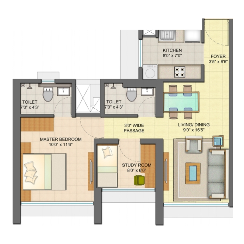 Runwal Forests || 1.5 BHK || Carpet Area 509.0 sq.ft