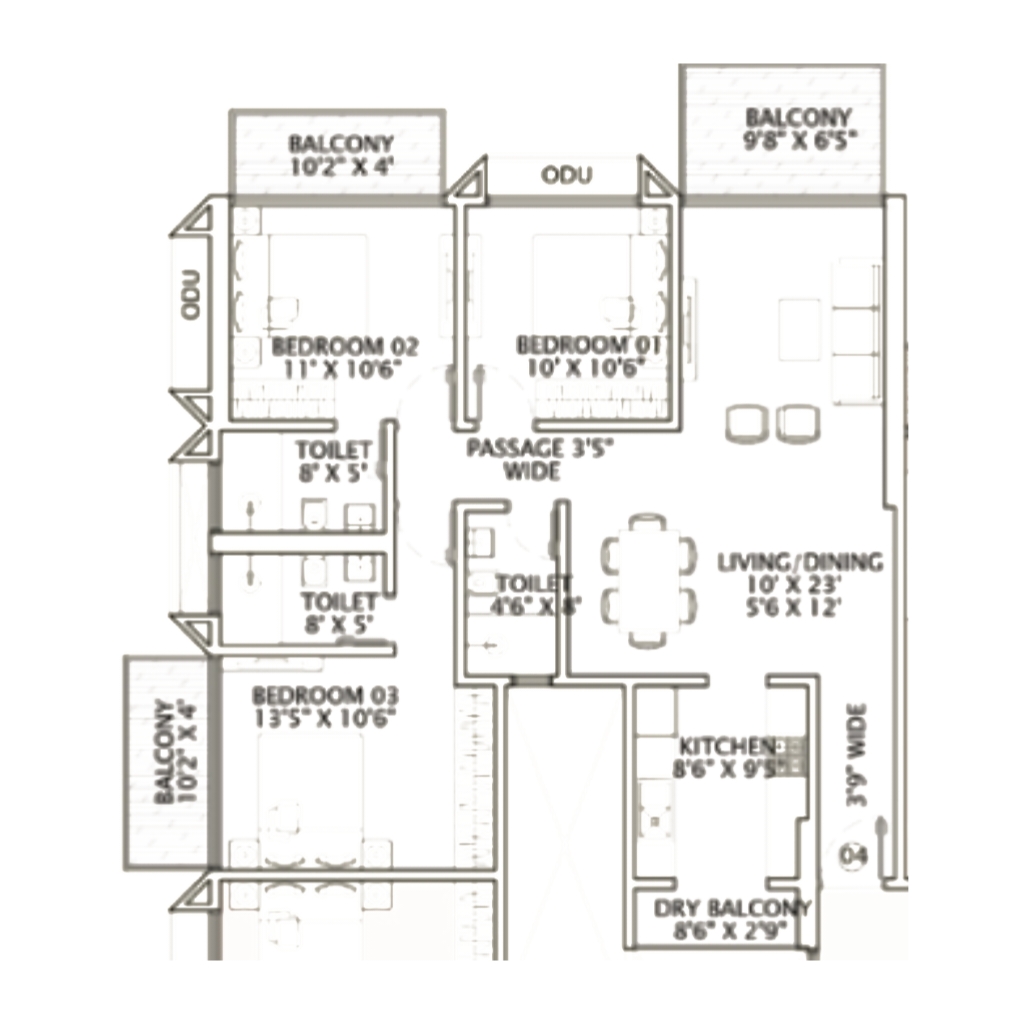 Safal Park || 3 BHK || Carpet Area 1200.0 sq.ft