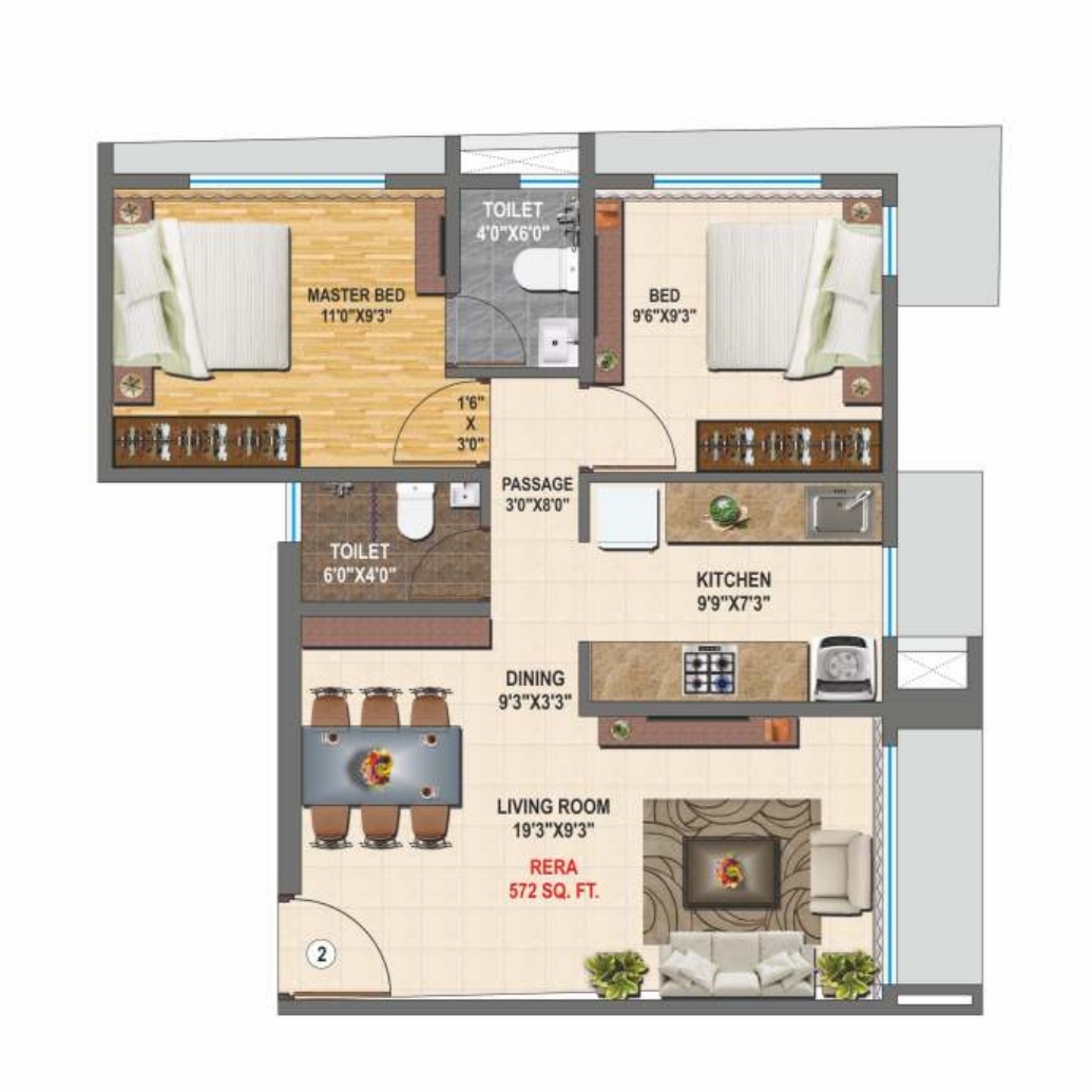 Shree Balaji 135 || 2 BHK || Carpet Area 572.0 sq.ft