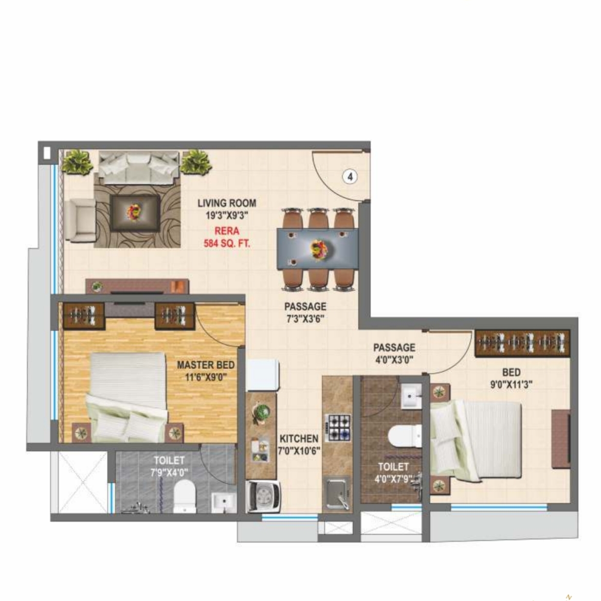 Shree Balaji 135 || 2 BHK || Carpet Area 584.0 sq.ft