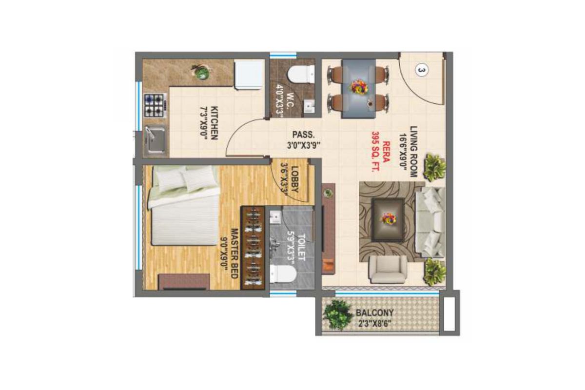 Shree Balaji Orchid || 1 BHK || Carpet Area 395.0 sq.ft