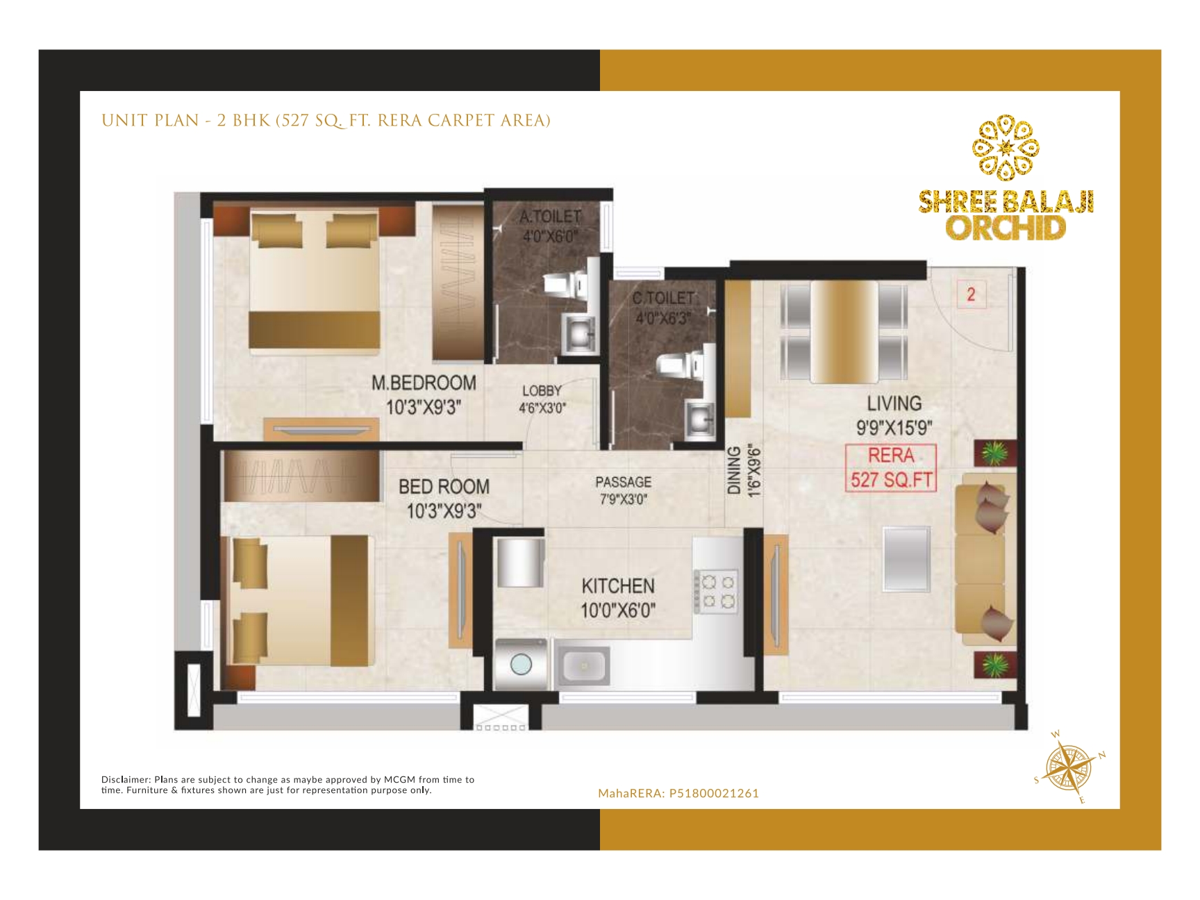 Shree Balaji Orchid || 2 BHK || Carpet Area 527.0 sq.ft