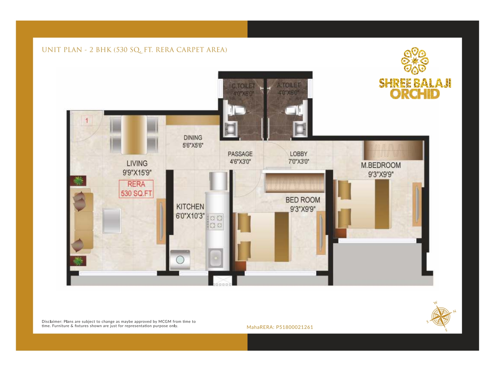 Shree Balaji Orchid || 2 BHK || Carpet Area 530.0 sq.ft