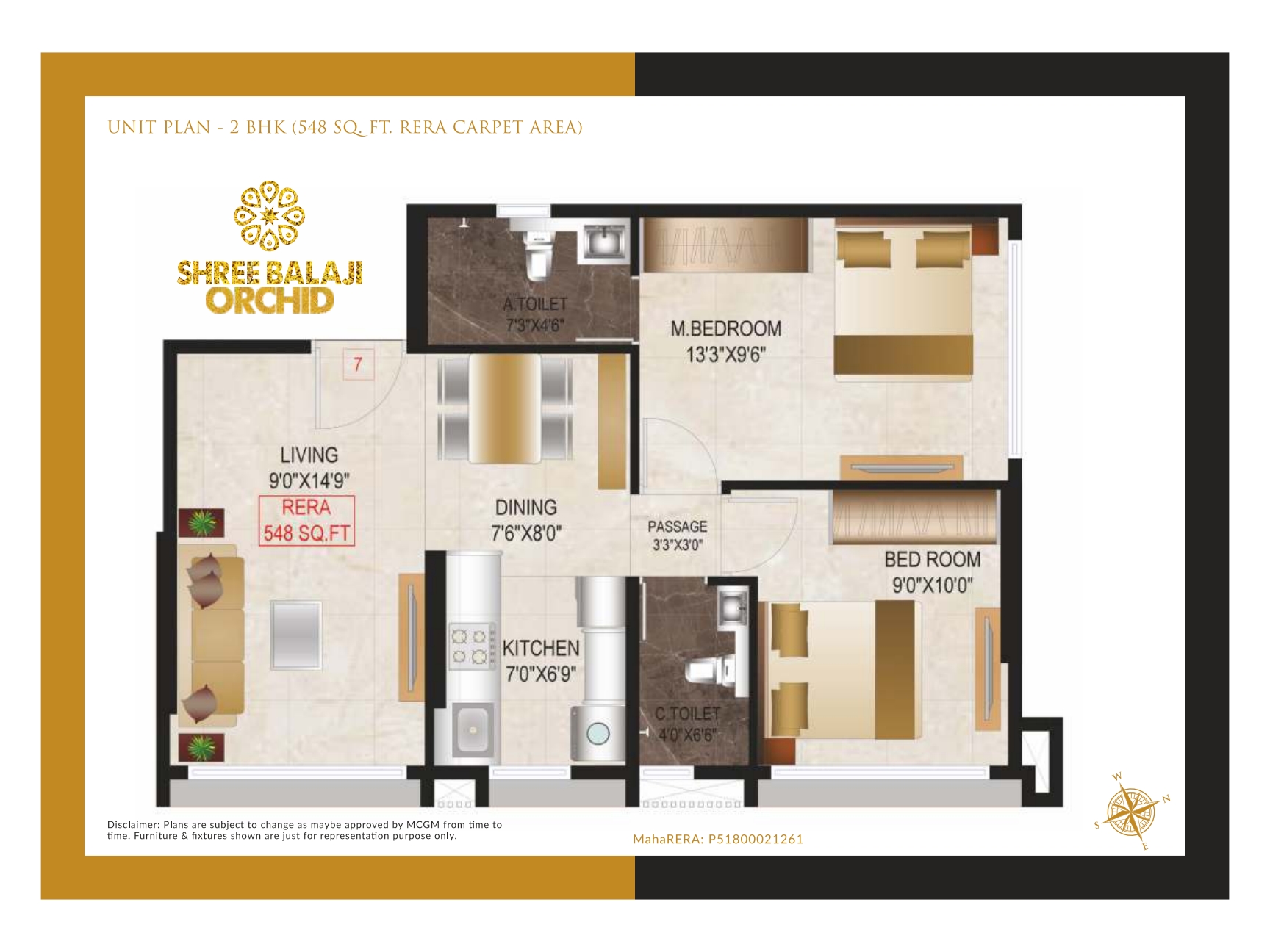 Shree Balaji Orchid || 2 BHK || Carpet Area 548.0 sq.ft