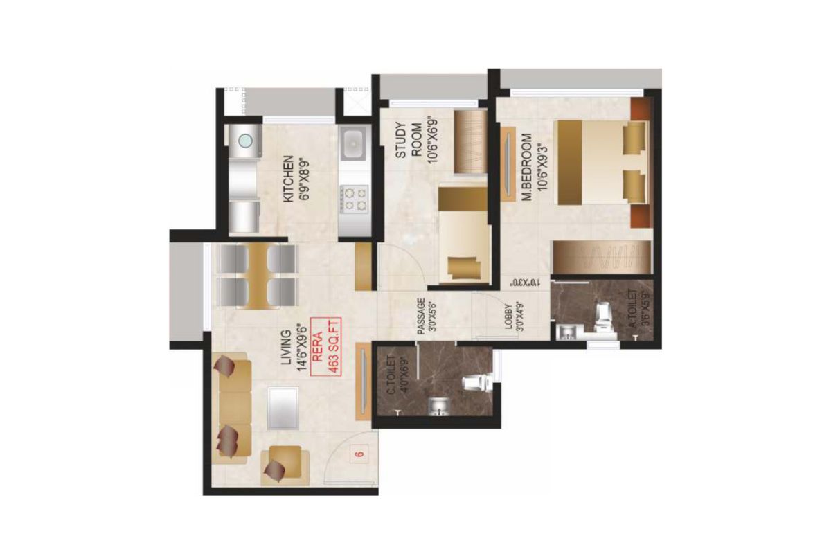 Shree Balaji Orchid || 2 BHK || Carpet Area 463.0 sq.ft