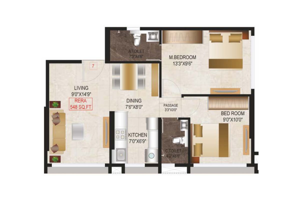 Shree Balaji Orchid || 2 BHK || Carpet Area 548.0 sq.ft