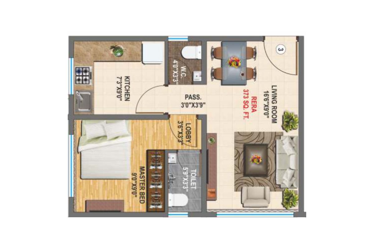 Shree Balaji Orchid || 1 BHK || Carpet Area 373.0 sq.ft