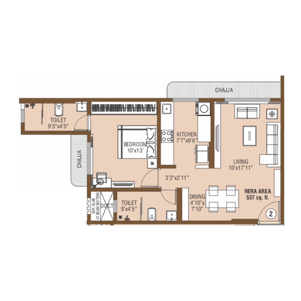 Swastik Galaxy || 1 BHK || Carpet Area 537.0 sq.ft