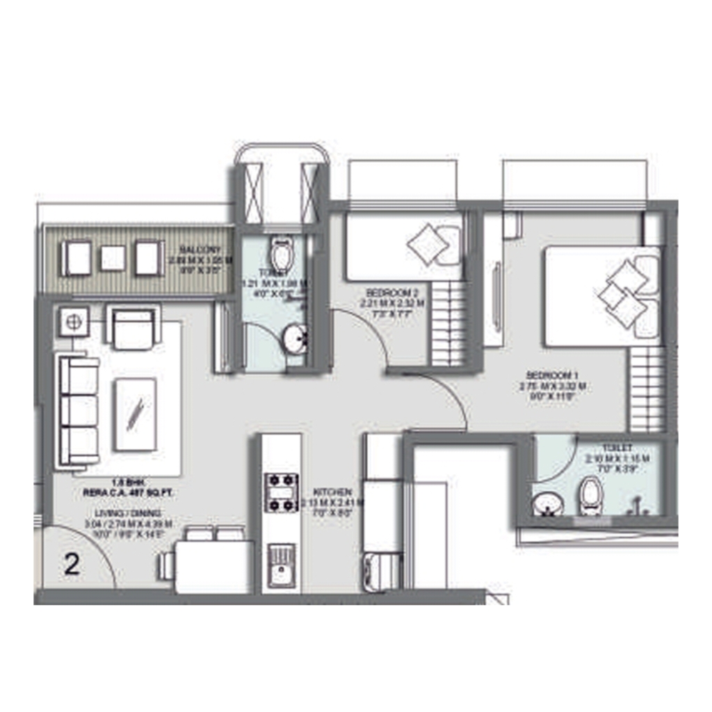 Vighnharta Infinity | Codename Fantastic || 1.5 BHK || Carpet Area 487.0 sq.ft